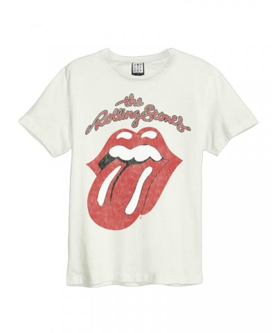 The Rolling Stones T Shirt - Vintage Tongue White Amplified $10.75 Shirts
