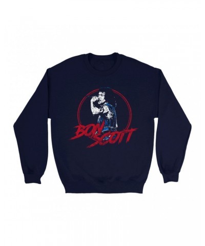 Bon Scott Sweatshirt | Circular Pop Art Red Sweatshirt $15.73 Sweatshirts
