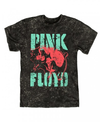 Pink Floyd T-shirt | Red Flying Pig Distressed Mineral Wash Shirt $14.38 Shirts