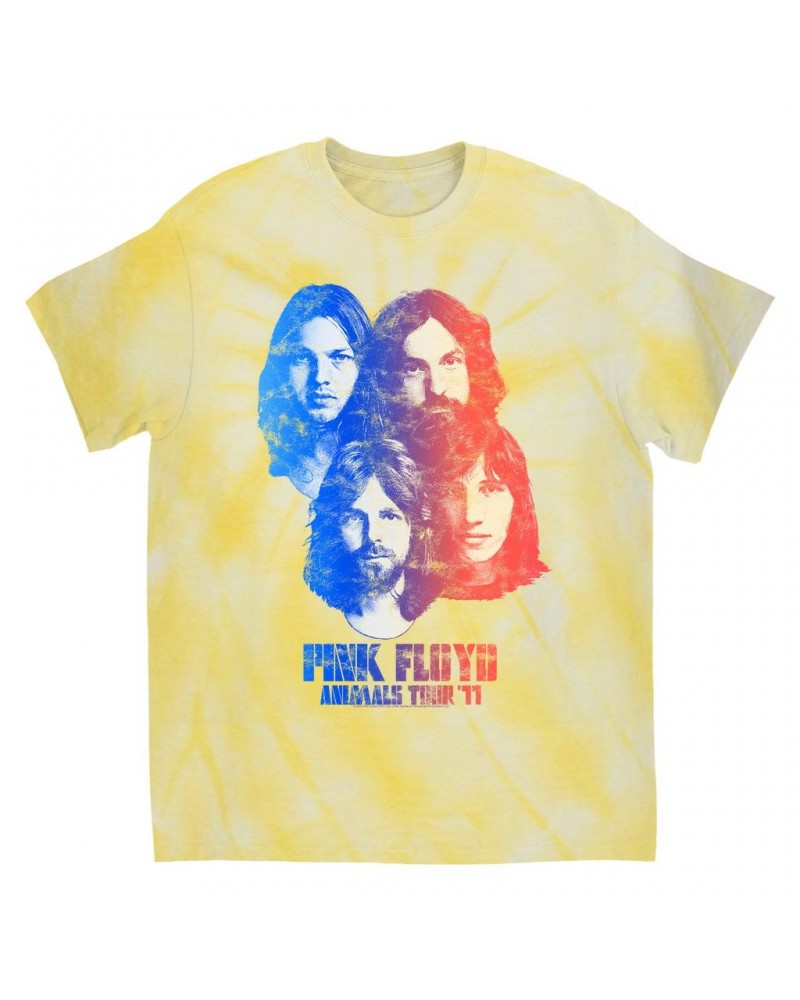 Pink Floyd T-Shirt | Group Ombre Animals '77 Tour Image Distressed Tie Dye Shirt $8.89 Shirts