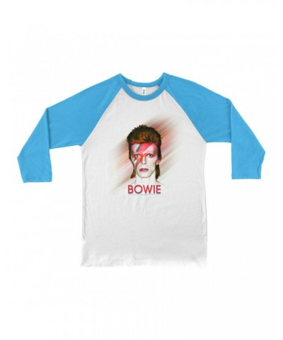 David Bowie 3/4 Sleeve Baseball Tee | Flash Frame Colorful Bowie Image Shirt $10.18 Shirts