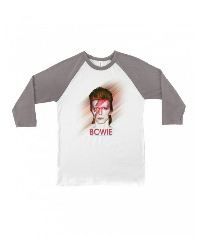 David Bowie 3/4 Sleeve Baseball Tee | Flash Frame Colorful Bowie Image Shirt $10.18 Shirts