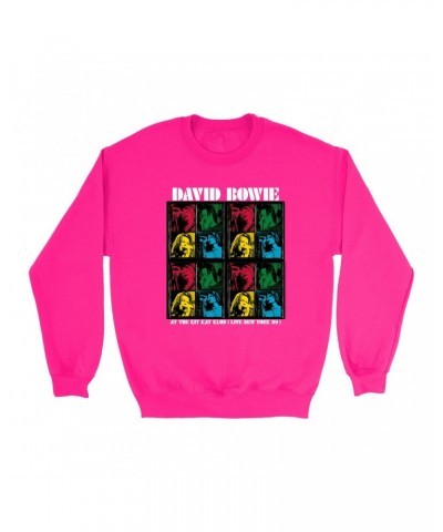 David Bowie Bright Colored Sweatshirt | Kit Kat Klub Collage Sweatshirt $15.03 Sweatshirts