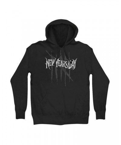 New Years Day Red Distress Pullover Hoodie $18.00 Sweatshirts
