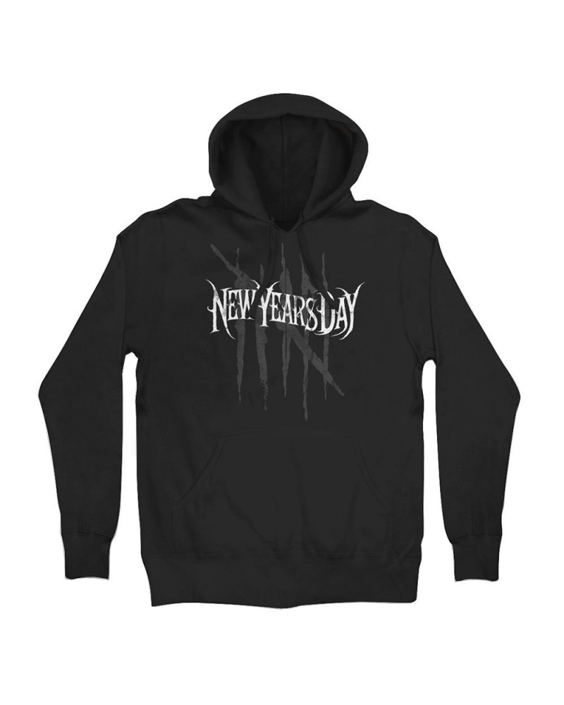 New Years Day Red Distress Pullover Hoodie $18.00 Sweatshirts