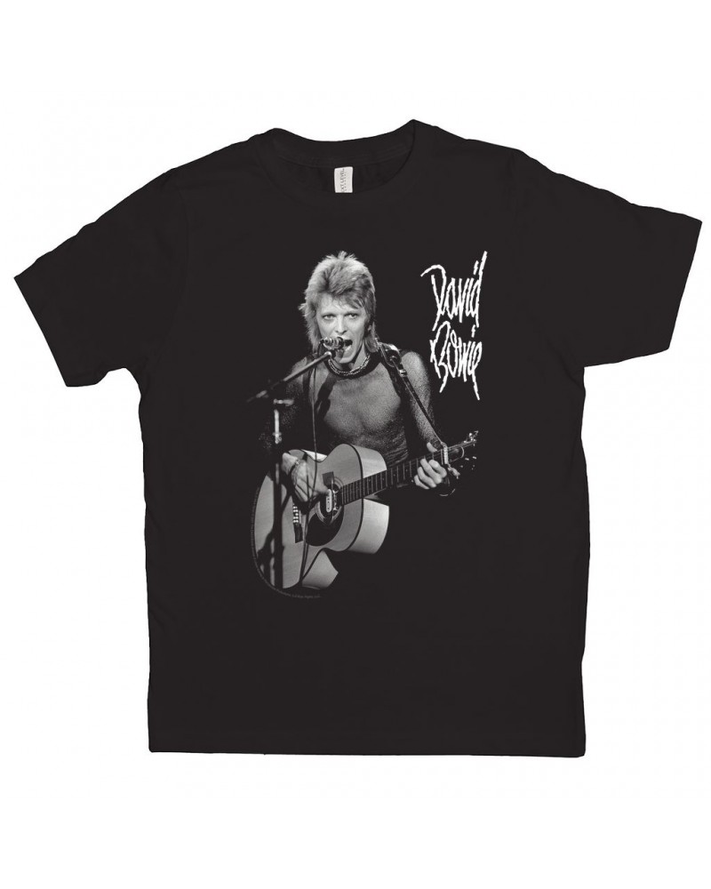 David Bowie Kids T-Shirt | Mick Rock Photo In Concert Kids Shirt $9.18 Kids