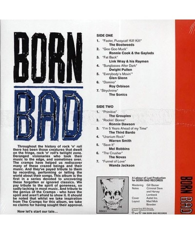 Link Wray The Sonics The Novas The Bostweeds Etc. LP - Born Bad Volume 1 (Vinyl) $10.70 Vinyl