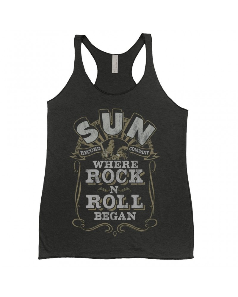Sun Records Ladies' Tank Top | Where Rock n Roll Began Filigree Design Distressed Shirt $10.71 Shirts