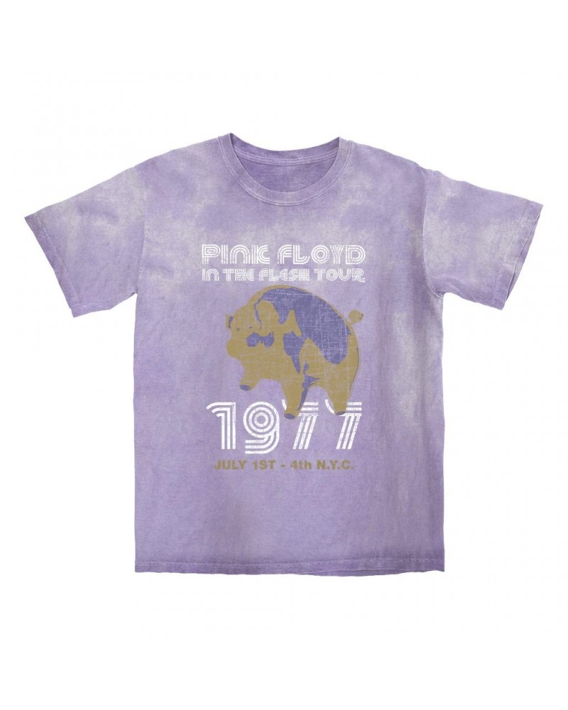 Pink Floyd T-shirt | In The Flesh 1977 NYC Concert Distressed Color Blast Shirt $9.28 Shirts