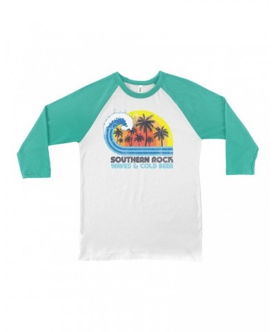 Music Life - Southern Rock Music Life 3/4 Sleeve Baseball Tee | Southern Rock Waves & Beer Music Life Shirt $8.73 Shirts