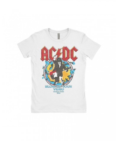 AC/DC Ladies' Boyfriend T-Shirt | Blow Up Your Video World Tour 1988 Distressed Shirt $8.23 Shirts