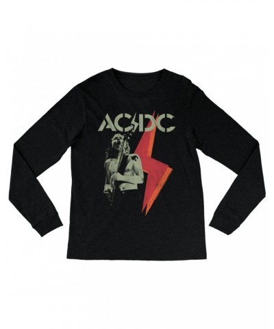 AC/DC Heather Long Sleeve Shirt | Angus Young Concert Photo Lighting Design Distressed Shirt $10.18 Shirts